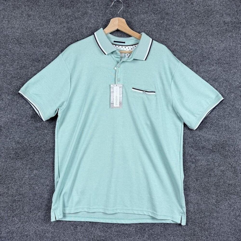 Eighth Avenue Polo Shirt Men's Large Green Short Sleeve Viscose Blend Pocket New